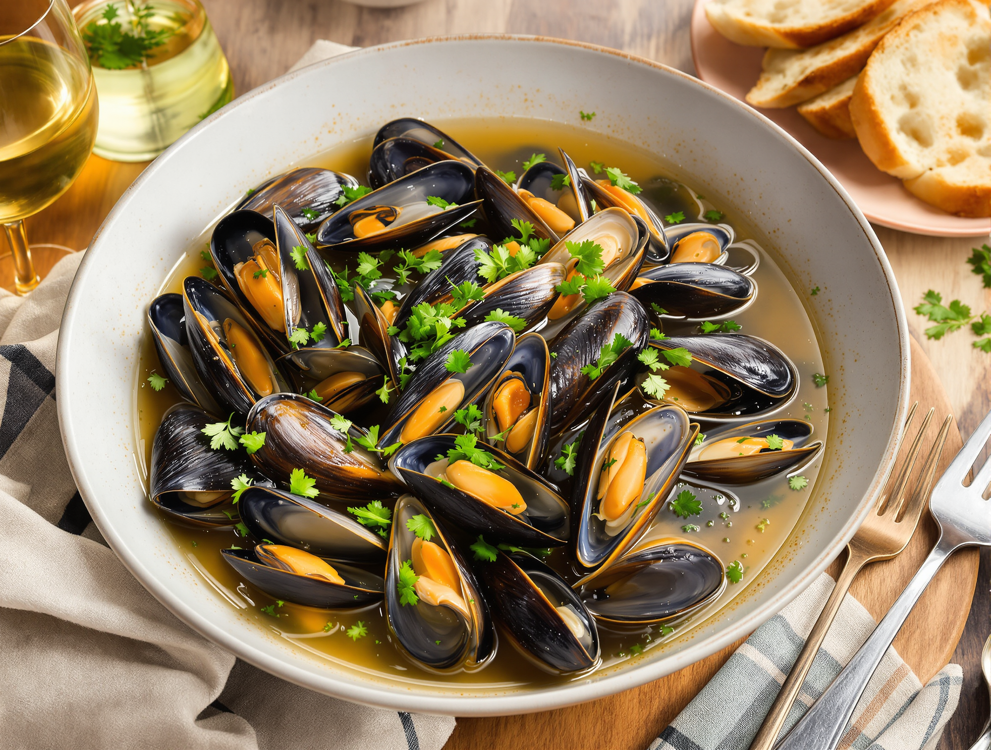 Mejillones al Vapor con Vino Blanco y Ajo