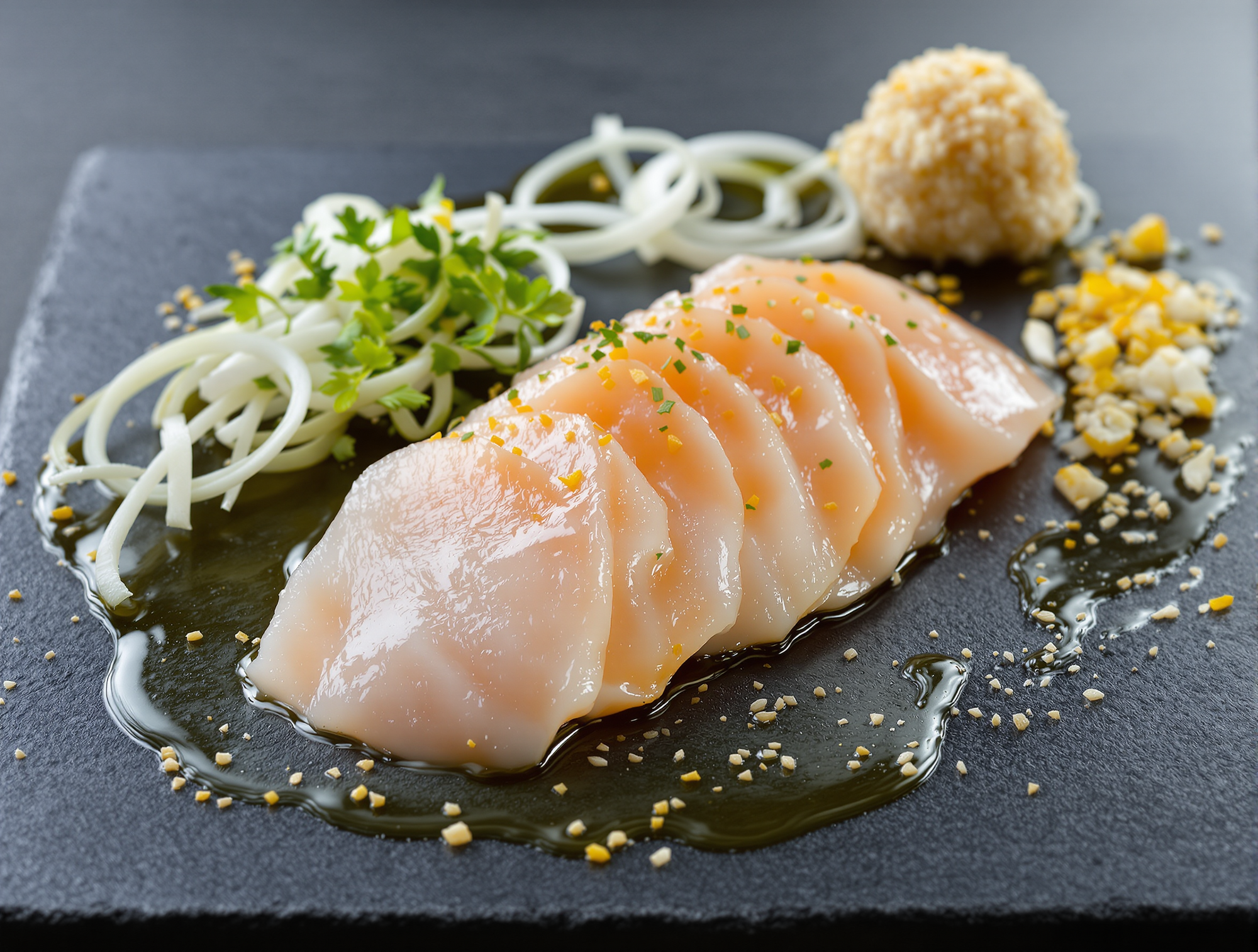 Sashimi de Hamachi con Ponzu de Soya y Yuzu