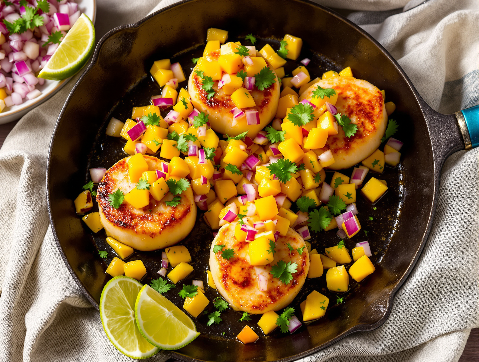 Vieyras Samburinas a la Plancha con Pico de Mango