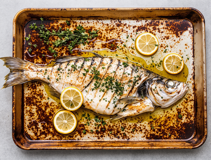 Branzino Entero al Horno con Hierbas y Limón