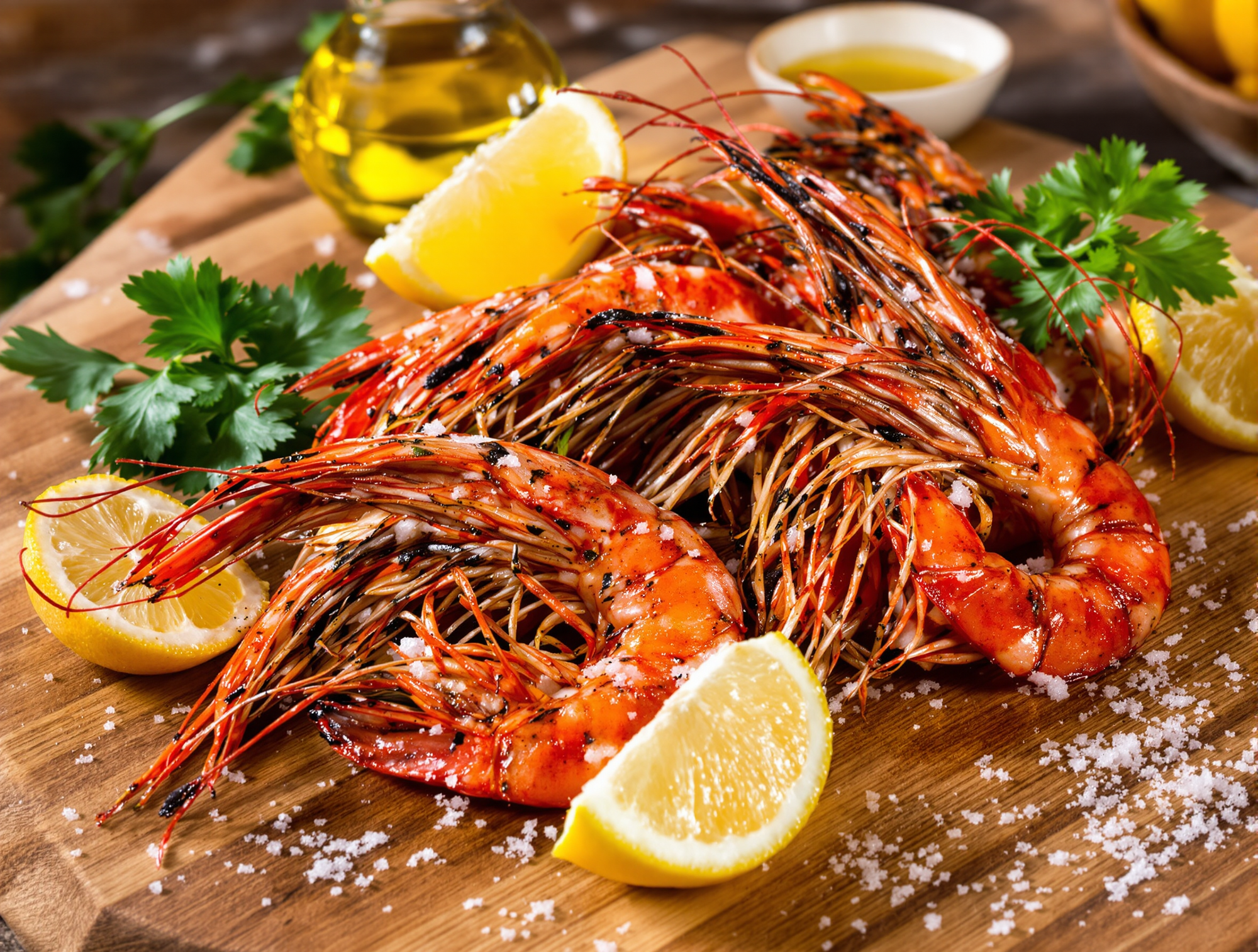 Carabineros Rojos a la Brasa con Sal de Mar