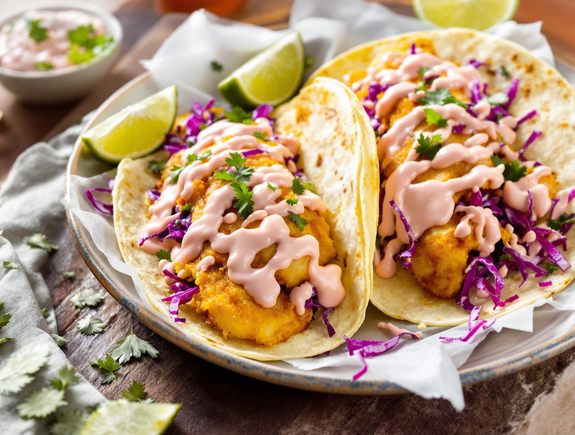 Tacos de Pescado Estilo Baja con Tilapia