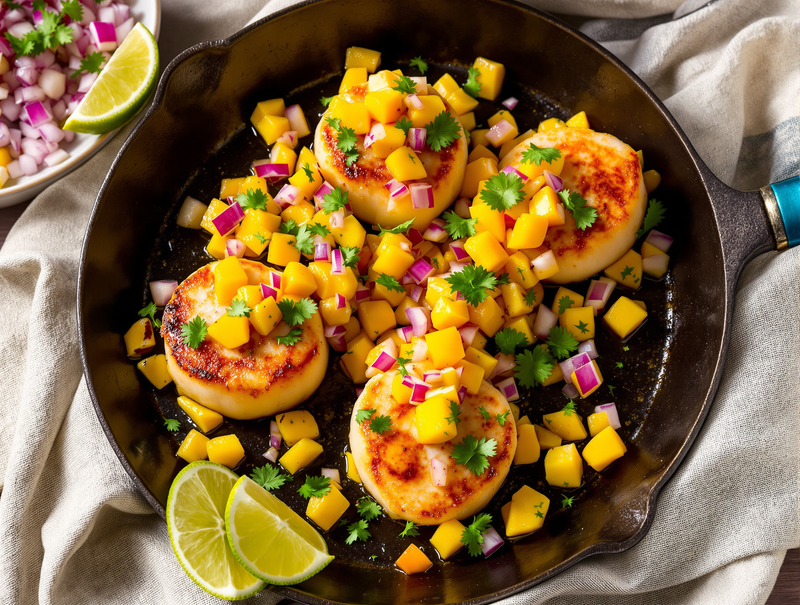 Vieyras Samburinas a la Plancha con Pico de Mango